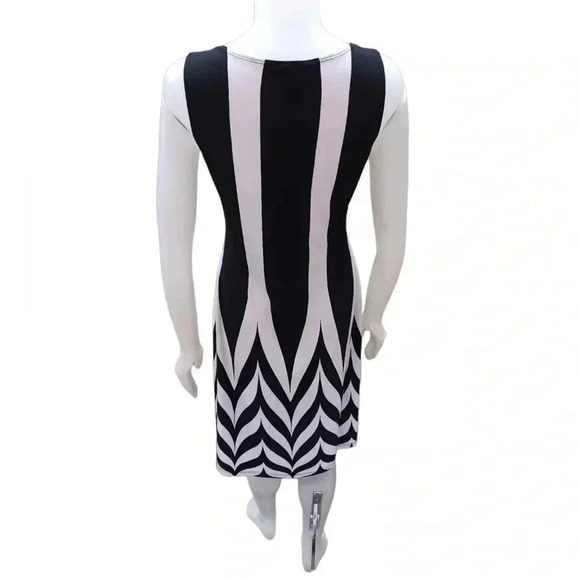 Frank Lyman Black  White Geometric Sleeveless Midi Dress Size 8 - Picture 3 of 10